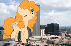 Size: 1726x1112 | Tagged: safe, artist:jhayarr23, derpibooru import, pear butter, earth pony, pony, female, giant pony, giant/macro earth pony, giantess, highrise ponies, irl, macro, mare, mega giant, oklahoma, oklahoma city, photo, ponies in real life