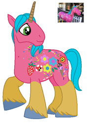 Size: 377x532 | Tagged: safe, artist:babyish and proud, derpibooru import, unicorn, australia, flower, food, ice cream, male, sprinkles, statue, strawberry, super mario bros., super mushroom, wagga wagga