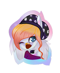 Size: 961x1165 | Tagged: safe, artist:aonairfaol, derpibooru import, oc, oc only, anthro, earth pony, bust, clothes, earth pony oc, eyelashes, female, one eye closed, simple background, smiling, solo, transparent background, wink