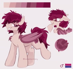 Size: 1800x1700 | Tagged: safe, artist:crimmharmony, derpibooru import, oc, oc only, oc:crimm harmony, bat pony, pony, bat pony oc, bisexual pride flag, pride, pride flag, reference sheet, rule 63, solo