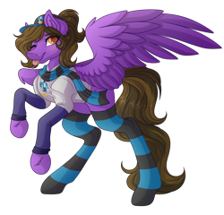Size: 3580x3436 | Tagged: safe, artist:amazing-artsong, derpibooru import, oc, oc:hannah rainboom, pegasus, pony, clothes, female, high res, mare, one eye closed, scarf, simple background, socks, solo, striped socks, tongue, tongue out, transparent background, wink