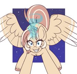Size: 657x626 | Tagged: safe, artist:lulubell, derpibooru import, oc, oc only, oc:lulubell, alicorn, alicorn oc, alicornified, evil, evil grin, grin, horn, race swap, smiling, solo, wings
