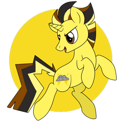 Size: 800x800 | Tagged: safe, artist:perfectpinkwater, derpibooru import, pikachu, pony, unicorn, pokémon, ponified, solo