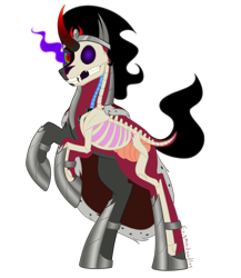 Size: 1000x1150 | Tagged: safe, artist:enigmadoodles, derpibooru import, king sombra, pony, bone, dissectibles, organs, simple background, skeleton, solo, transparent background