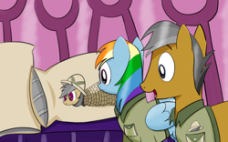 Size: 1280x800 | Tagged: safe, artist:addelum, derpibooru import, daring do, quibble pants, rainbow dash, earth pony, pegasus, pony, stranger than fan fiction, body pillow, bondage, daring daki, duo, rope, rope bondage, scene interpretation