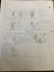 Size: 2448x3264 | Tagged: safe, artist:diamond06mlp, derpibooru import, discord, draconequus, comic, dialogue, lineart, lined paper, male, traditional art