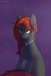 Size: 2459x3689 | Tagged: safe, artist:buy_some_apples, derpibooru import, oc, unicorn, ear piercing, earring, jewelry, leonine tail, necklace, piercing, solo, tail