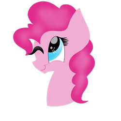 Size: 1300x1300 | Tagged: safe, artist:skypaw122, derpibooru import, pinkie pie, earth pony, pony, bust, female, mare, one eye closed, simple background, smiling, solo, transparent background, wink