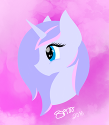 Size: 700x801 | Tagged: safe, artist:skypaw122, derpibooru import, oc, oc only, pony, unicorn, abstract background, eyelashes, female, horn, mare, signature, unicorn oc