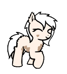 Size: 404x444 | Tagged: safe, artist:neuro, oc, oc only, oc:puffins, pony, /mlp/, animated, butt fluff, chest fluff, cute, dancing, ear fluff, ears, female, fluffy, gif, mare, piebald, prancing, simple background, snowpony (species), solo, taiga pony, transparent background
