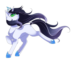 Size: 1350x1100 | Tagged: safe, artist:yuyusunshine, derpibooru import, oc, oc only, oc:ambrosia moonlight apple, pony, unicorn, chest fluff, crown, ear fluff, ears, female, green eyes, hoof shoes, horn, jewelry, mare, offspring, parent:big macintosh, parent:princess luna, parents:lunamac, regalia, simple background, solo, transparent background, unicorn oc, watermark, windswept mane