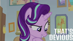 Size: 1280x720 | Tagged: safe, derpibooru import, edit, edited screencap, editor:quoterific, screencap, starlight glimmer, pony, unicorn, marks for effort, season 8, spoiler:s08, blue eyes, caption, female, grin, horn, mare, school of friendship, smiling, solo, text