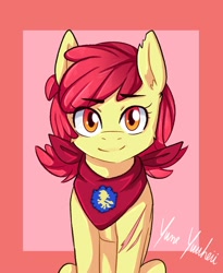 Size: 1639x2000 | Tagged: safe, artist:yumeyuuheii, apple bloom, earth pony, female, filly, looking at you, neckerchief, older, solo, teenage apple bloom