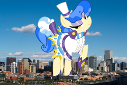 Size: 3300x2200 | Tagged: safe, artist:dashiesparkle, derpibooru import, sapphire shores, earth pony, pony, colorado, denver, female, giant pony, giant sapphire shores, giant/macro earth pony, giantess, highrise ponies, irl, macro, mare, mega giant, photo, ponies in real life