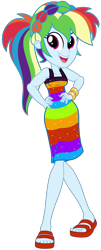 Size: 1450x3600 | Tagged: safe, artist:roseluck, derpibooru import, rainbow dash, better together, equestria girls, i'm on a yacht, spring breakdown, alternate hairstyle, bare shoulders, bracelet, braid, breasts, clothes, collarbone, cruise outfit, dress, equestria girls style, feet, female, full body, hand on hip, happy, high res, inkscape, jewelry, looking at you, open mouth, open smile, ponytail, redraw, sandals, sequins, show accurate, sideboob, simple background, sleeveless, sleeveless dress, smiling, smiling at you, solo, thigh gap, toes, transparent background, vector, walking, walking towards you