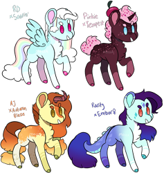 Size: 2945x3104 | Tagged: safe, artist:moccabliss, derpibooru import, oc, oc only, dracony, dragon, hybrid, pegasus, pony, unicorn, interspecies offspring, kirin hybrid, magical lesbian spawn, offspring, parent:applejack, parent:autumn blaze, parent:pinkie pie, parent:princess ember, parent:rainbow dash, parent:rarity, parent:soarin', parent:tempest shadow, parents:autumnjack, parents:emberity, parents:soarindash, parents:tempestpie, raised hoof, raised leg, simple background, transparent background