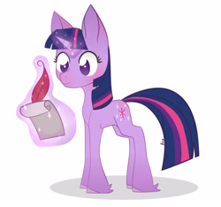 Size: 4800x4500 | Tagged: safe, artist:hotcurrykatsu, derpibooru import, twilight sparkle, unicorn twilight, pony, unicorn, female, no pupils, quill, scroll, simple background, solo, white background