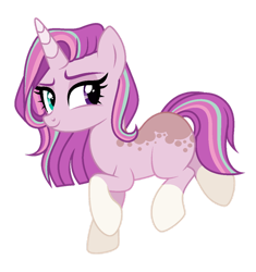 Size: 1024x1091 | Tagged: safe, artist:teal-quil, derpibooru import, oc, oc only, pony, unicorn, coat markings, eyelashes, female, heterochromia, horn, looking sideways, magical lesbian spawn, mare, offspring, parent:fluttershy, parent:twilight sparkle, parents:twishy, simple background, smiling, socks (coat marking), solo, tail, transparent background, unicorn oc