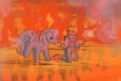 Size: 480x320 | Tagged: safe, derpibooru import, screencap, megan williams, wind whistler, human, pegasus, pony, g1, my little pony 'n friends, the magic coins, animated, looped, megan's fire