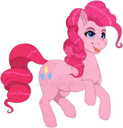 Size: 900x937 | Tagged: safe, artist:sugarcup, derpibooru import, pinkie pie, earth pony, pony, deviantart watermark, female, mare, obtrusive watermark, open mouth, simple background, smiling, solo, transparent background, watermark, white outline