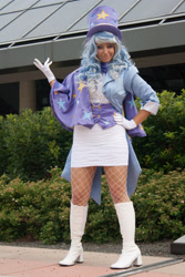 Size: 2592x3888 | Tagged: safe, artist:mieucosplay, derpibooru import, trixie, human, boots, bronycon, bronycon 2014, clothes, cosplay, costume, gloves, hand on hip, high heel boots, irl, irl human, photo, shoes