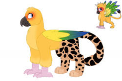 Size: 1280x854 | Tagged: safe, artist:itstechtock, derpibooru import, oc, oc:mango, griffon, hybrid, parrot, female, parrot griffon, simple background, solo, white background