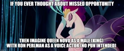 Size: 1194x499 | Tagged: safe, derpibooru import, edit, edited screencap, screencap, queen novo, seapony (g4), my little pony: the movie, caption, facepalm, female, image macro, meme, ron perlman, solo, text