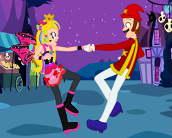 Size: 1219x973 | Tagged: safe, artist:discorded, artist:katnekobase, artist:user15432, derpibooru import, human, equestria girls, barely eqg related, base used, boots, bow, clothes, costume, crossover, crown, dancing, dress, ear piercing, earring, equestria girls style, equestria girls-ified, fairy, fairy princess, fairy wings, fairyized, gloves, halloween, halloween costume, hallowinx, hat, high heel boots, high heels, holiday, jewelry, looking at each other, mario, mario party, mario party 2, night, nightmare night, nintendo, piercing, pink dress, pink wings, princess peach, regalia, shoes, sparkly wings, super mario bros., wings, winx, winx club, winxified, wizard, wizard hat