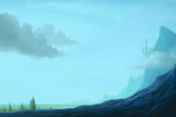 Size: 1680x1121 | Tagged: safe, artist:whiro153, derpibooru import, background, canterlot, cloud, mountain, no pony, scenery
