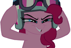 Size: 1280x869 | Tagged: safe, artist:benpictures1, pinkie pie, earth pony, pony, my little pony: the movie, cute, diapinkes, female, goggles, grin, helmet, inkscape, mare, simple background, smiling, solo, transparent background, vector