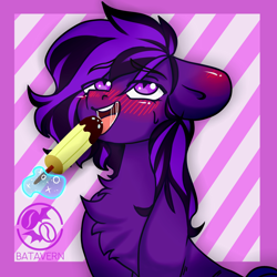 Size: 2000x2000 | Tagged: safe, artist:batavern, derpibooru import, oc, oc:kioshka, earth pony, pony, banana, food