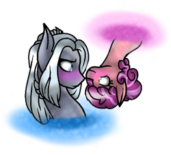 Size: 782x711 | Tagged: safe, artist:aonairfaol, derpibooru import, oc, oc:moon pie, earth pony, pony, blushing, earth pony oc, female, male, mare, portal, simple background, stallion, transparent background, upside down