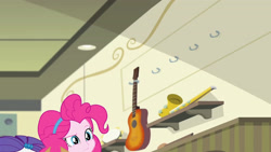 Size: 3410x1920 | Tagged: safe, derpibooru import, screencap, pinkie pie, rarity, better together, equestria girls, overpowered (equestria girls), applejack's hat, clothes, cowboy hat, female, hairpin, hat, high res, offscreen character