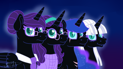 Size: 3840x2160 | Tagged: safe, artist:spokenmind93, derpibooru import, oc, oc:nyx, alicorn, fanfic:glimpses 2, fanfic:past sins, alternate timeline, alternate universe, cover, cover art, glasses, older, scar