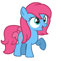 Size: 768x768 | Tagged: safe, artist:evansworld, derpibooru import, baby cuddles, earth pony, pony, g1, g4, baby, baby pony, bow, cuddlebetes, cute, female, filly, g1 to g4, generation leap, open mouth, open smile, raised hoof, raised leg, simple background, smiling, solo, tail bow, transparent background