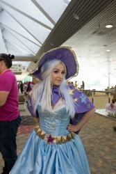 Size: 1080x1618 | Tagged: safe, artist:mieucosplay, derpibooru import, trixie, human, bronycon, bronycon 2016, cape, clothes, cosplay, costume, hand on hip, hat, irl, irl human, photo, trixie's cape, trixie's hat