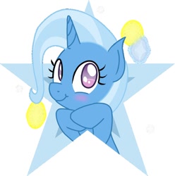 Size: 950x956 | Tagged: safe, artist:arzexa, derpibooru import, trixie, pony, unicorn, blushing, cute, diatrixes, female, happy, looking at you, mare, smiling, solo