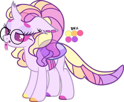 Size: 1709x1412 | Tagged: safe, artist:kurosawakuro, derpibooru import, oc, changepony, hybrid, female, glasses, magical lesbian spawn, offspring, parent:ocellus, parent:rainbow harmony, simple background, solo, transparent background