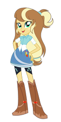 Size: 1632x3240 | Tagged: safe, artist:galaxyswirlsyt, derpibooru import, oc, oc:apple pie, equestria girls, clothes swap, offspring, parent:applejack, parent:caramel, parents:carajack, simple background, solo, transparent background