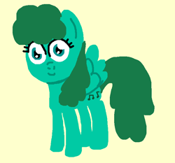 Size: 682x635 | Tagged: safe, artist:boyiepony34, derpibooru import, medley, pegasus, pony, g1, g4, cute, drawception, female, g1 to g4, generation leap, mare, medleybetes, simple background, smiling, solo, tan background