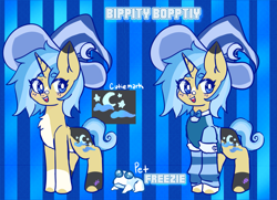 Size: 1857x1343 | Tagged: safe, artist:ube, artist:ubebreb, derpibooru import, oc, oc:bippity boppity, unicorn, clothes, cutie mark, hat, horn, mage, magic, magician outfit, reference, reference sheet, unicorn oc, witch hat, wizard