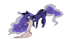 Size: 2000x1200 | Tagged: safe, artist:buu, derpibooru import, princess luna, alicorn, pony, butt, ethereal mane, ethereal tail, female, folded wings, horn, jewelry, mare, moonbutt, mouth hold, peytral, raised hoof, raised leg, regalia, scroll, simple background, solo, starry eyes, tiara, white background, wingding eyes, wings