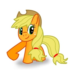 Size: 400x400 | Tagged: safe, artist:kushina13, derpibooru import, applejack, earth pony, pony, applejack's hat, clothes, cowboy hat, crabjack, female, freckles, hat, mare, raised hoof, raised leg, simple background, smiling, solo, white background