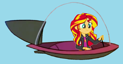 Size: 1152x604 | Tagged: safe, artist:guihercharly, derpibooru import, sunset shimmer, equestria girls, driving, flying car, glass dome, space car, the jetsons