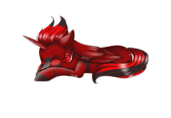 Size: 3581x2474 | Tagged: safe, artist:fantisai, derpibooru import, oc, oc only, alicorn, pony, alicorn oc, horn, red and black oc, simple background, sleeping, solo, transparent background, wings