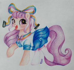 Size: 1012x952 | Tagged: safe, artist:skior, derpibooru import, pony, clothes, giffany, gravity falls, ponified, solo, traditional art