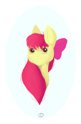 Size: 872x1328 | Tagged: safe, artist:cellss, derpibooru import, apple bloom, earth pony, pony, bust, female, filly, portrait, solo