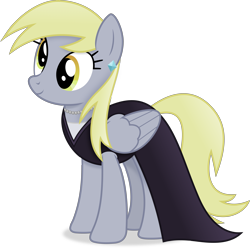 Size: 4465x4470 | Tagged: safe, artist:anime-equestria, derpibooru import, derpy hooves, pegasus, pony, absurd resolution, classy, clothes, dress, ear piercing, earring, female, folded wings, golden eyes, jewelry, mare, necklace, piercing, shadow, simple background, smiling, solo, standing, tail, transparent background, vector, wings, yellow mane