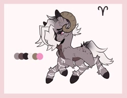 Size: 922x714 | Tagged: safe, artist:creepybrooke, derpibooru import, oc, oc only, oc:constance arie, hybrid, pony, sheep, chest fluff, ear fluff, ears, ewe, female, lidded eyes, male, reference sheet, solo, underhoof