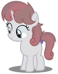 Size: 678x860 | Tagged: safe, artist:amicasecretuwu, derpibooru import, oc, pony, unicorn, female, filly, offspring, parent:sweetie belle, parent:truffle shuffle, simple background, solo, transparent background